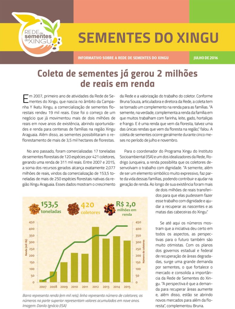 Boletim 2016 da Rede de Sementes do Xingu